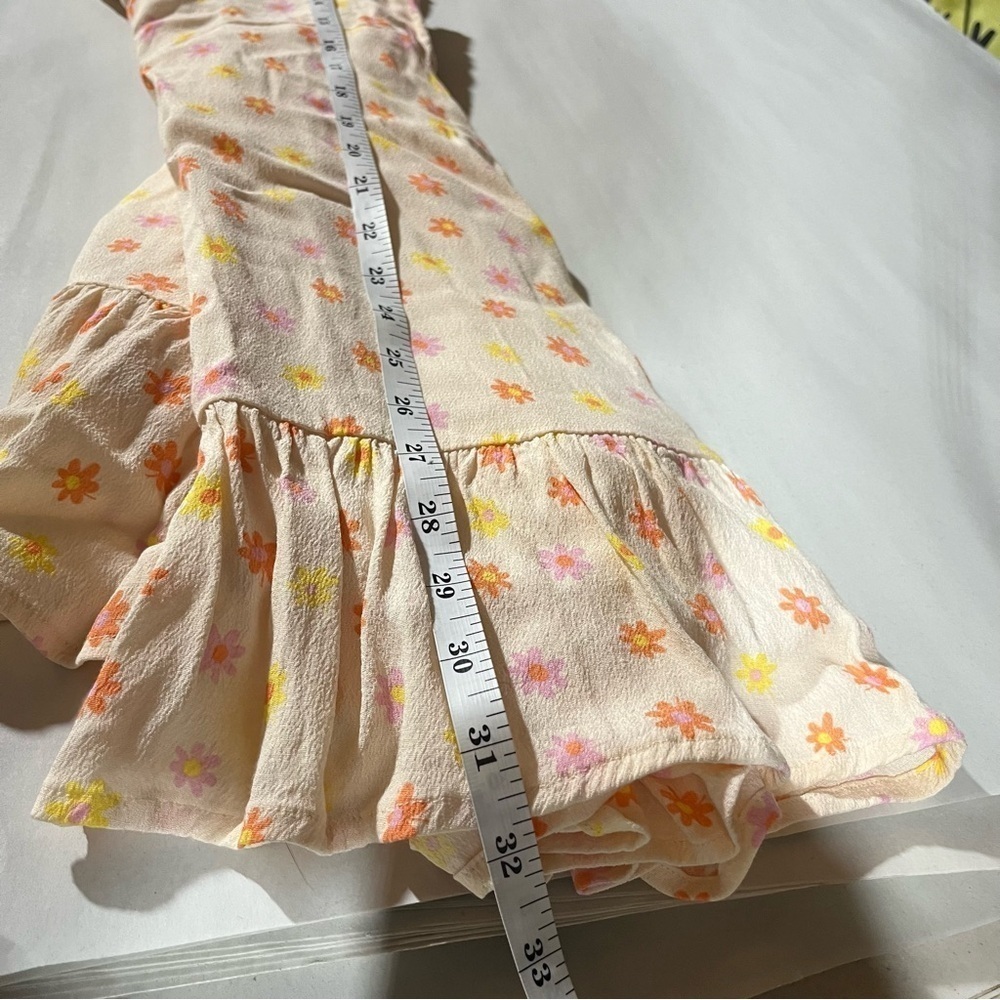 ELODIE ~ Cream Floral Mini Dress Adjustable Tie Straps 90s 70s Y2K - Picture 11 of 11